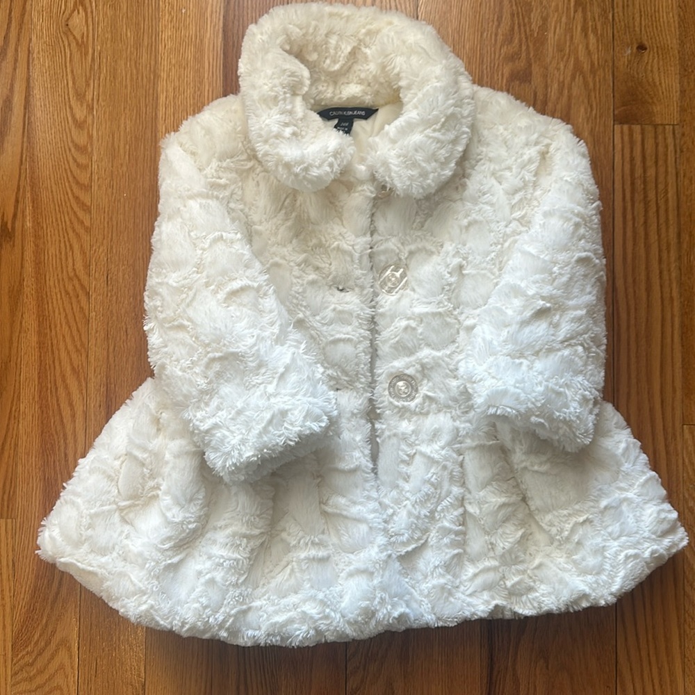 Girls white fur coat
